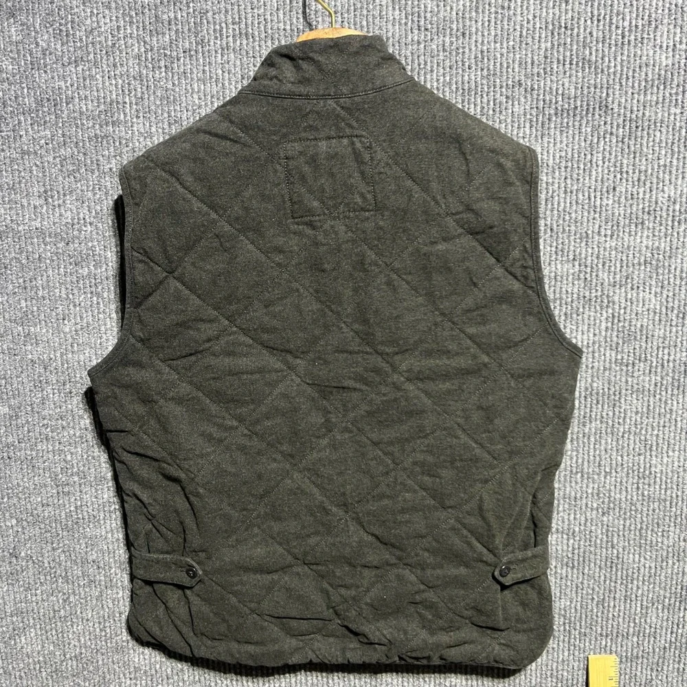 J Crew Sussex Quilted Vest Mens Medium Grey Olive Full Zip Pockets Heritage